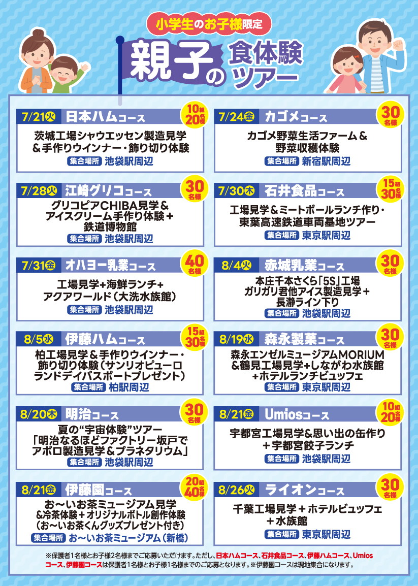 親子食体験ツアー　※小学生のお子様限定