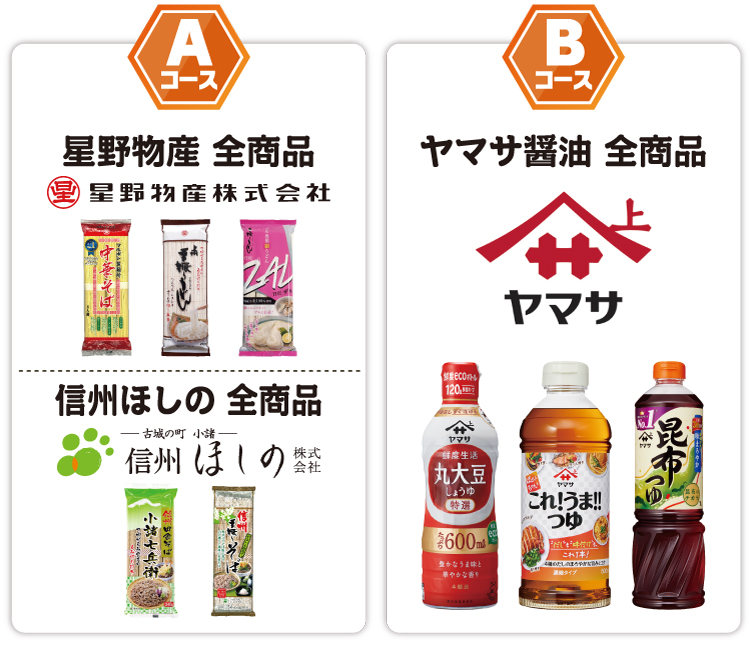 Aコース、Bコース対象商品
